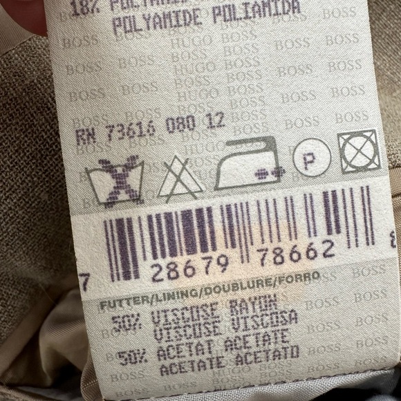 HUGO BOSS Sport Coat Blazer Jacket Three Button Wool Linen Blend  Brown Ventless - Picture 10 of 12